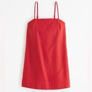 Abercrombie & Fitch Linen-Blend Trapeze Skort Mini Red Small Tall